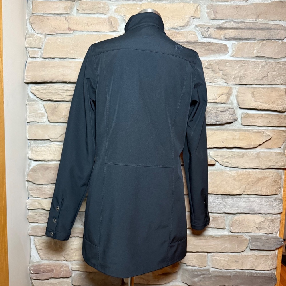 OGIO Black Softshell Jacket Women's Longline Coat Zip Pockets Medium Logo - Picture 4 of 10